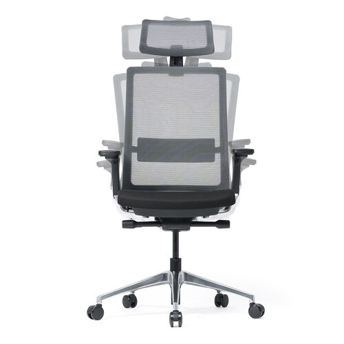 スイングチェア（ヘッドレスト付き・メッシュチェア・シンクロロッキング・耐荷重120kg・4Dアームレスト・大型ウレタンキャスター）