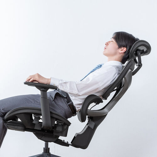 メッシュチェア｜ハイバック・オットマン内蔵・高耐荷重125kg