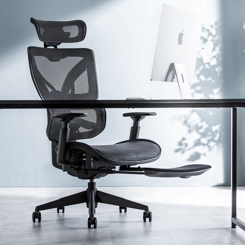 メッシュチェア｜ハイバック・オットマン内蔵・高耐荷重125kg