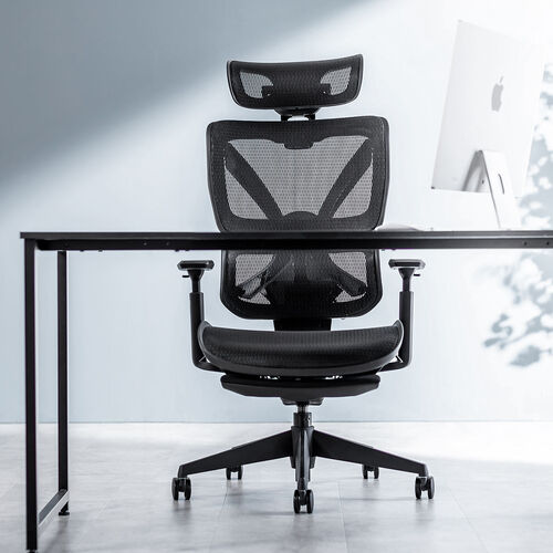 メッシュチェア｜ハイバック・オットマン内蔵・高耐荷重125kg