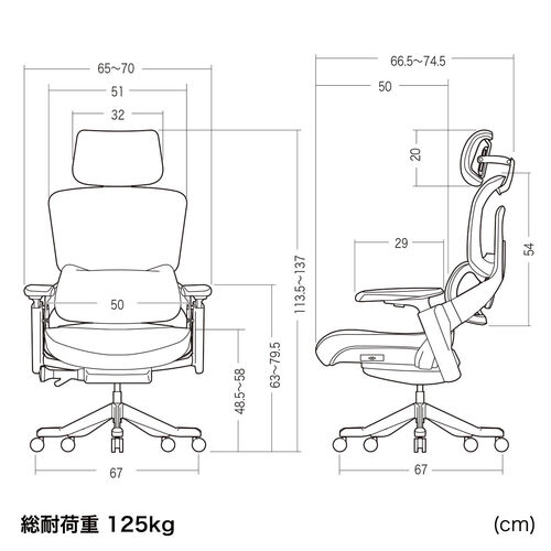 エルゴノミクスチェア（メッシュチェア・シンクロロッキング・4Dアームレスト・座面スライド式・ウレタンクッション・背もたれ上下調整・上下可動ヘッドレスト・ランバーサポート・大型ナイロンキャスター）