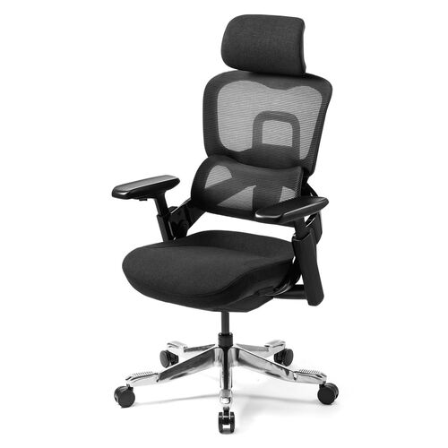 エルゴノミクスチェア（メッシュチェア・シンクロロッキング・4Dアームレスト・座面スライド式・ウレタンクッション・背もたれ上下調整・上下可動ヘッドレスト・ランバーサポート・大型ナイロンキャスター）