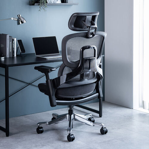 エルゴノミクスチェア（メッシュチェア・シンクロロッキング・4Dアームレスト・座面スライド式・ウレタンクッション・背もたれ上下調整・上下可動ヘッドレスト・ランバーサポート・大型ナイロンキャスター）