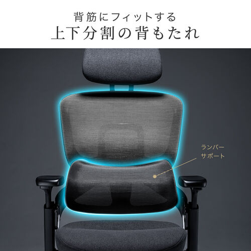 エルゴノミクスチェア（メッシュチェア・シンクロロッキング・4Dアームレスト・座面スライド式・ウレタンクッション・背もたれ上下調整・上下可動ヘッドレスト・ランバーサポート・大型ナイロンキャスター）