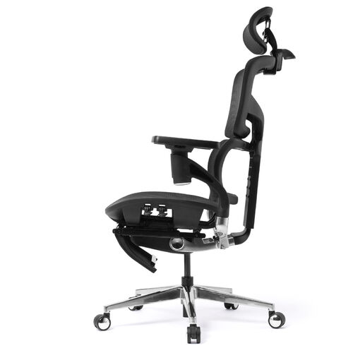 高性能メッシュチェア（耐荷重125kg・シンクロロッキング・収納式オットマン・座面スライド・ランバーサポート・4Dアームレスト・ハンガー付き）