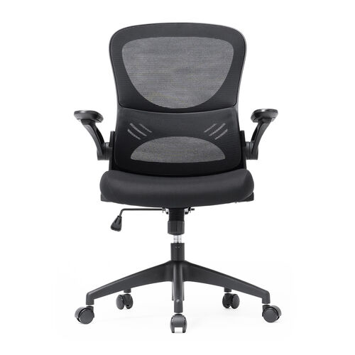 メッシュチェア（オフィスチェア・背もたれ分離式・ロッキング・肘跳ね上げ・ミドルバック・ランバーサポート・キャスター付き）