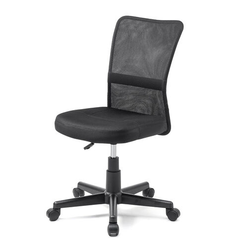 オフィスチェア（事務椅子・コンパクト・ランバーサポート・ミドルバック・キャスター付き・ブラック）