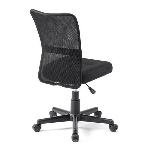 オフィスチェア（事務椅子・コンパクト・ランバーサポート・ミドルバック・キャスター付き・ブラック）