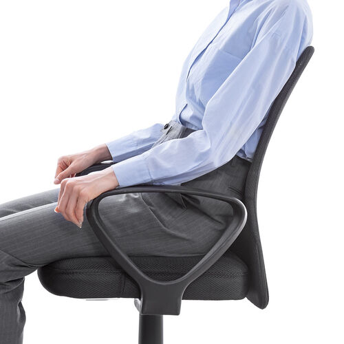 オフィスチェア（事務椅子・アームレスト付き・コンパクト・ランバーサポート・ミドルバック・キャスター付き・ブラック）