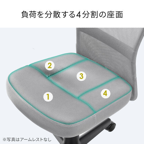 オフィスチェア（事務椅子・アームレスト付き・コンパクト・ランバーサポート・ミドルバック・キャスター付き・ブラック）