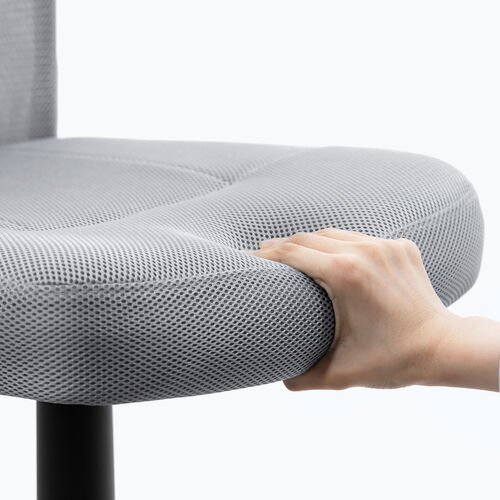 オフィスチェア（事務椅子・アームレスト付き・コンパクト・ランバーサポート・ミドルバック・キャスター付き・グレー）