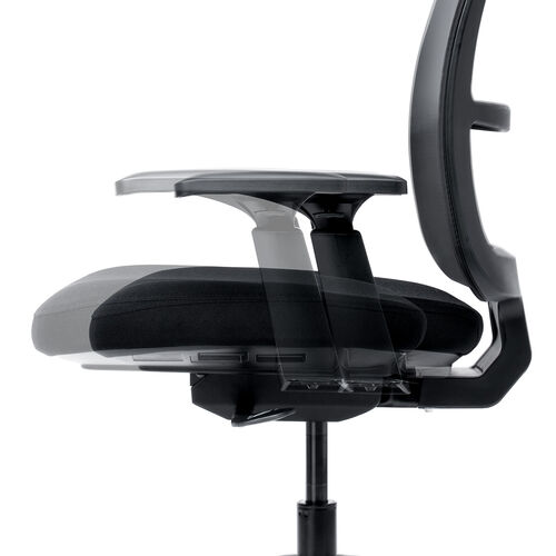 メッシュチェア（体重感知式ロッキング・ロッキング固定・高密度メッシュ・座面ウレタンクッション・アームレスト）