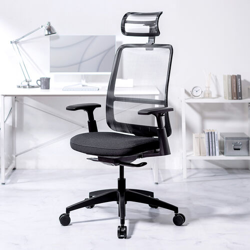 メッシュチェア（体重感知式ロッキング・ロッキング固定・高密度メッシュ・座面ウレタンクッション・アームレスト）