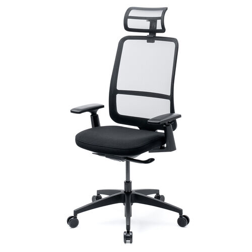 メッシュチェア（体重感知式ロッキング・ロッキング固定・高密度メッシュ・座面ウレタンクッション・アームレスト）