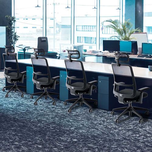 メッシュチェア（体重感知式ロッキング・ロッキング固定・高密度メッシュ・座面ウレタンクッション・アームレスト）