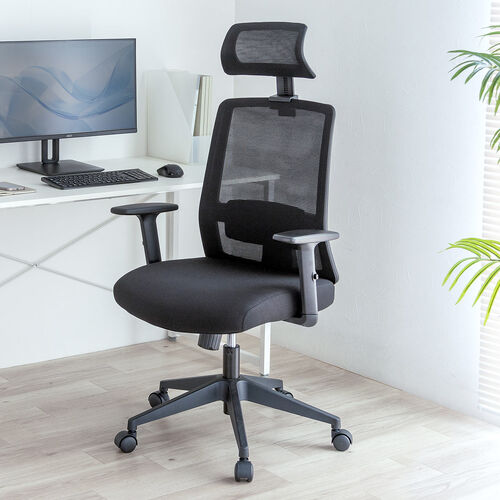 メッシュチェア（ミドルバック・シンクロロッキング・アームレスト・可動ヘッドレスト ）