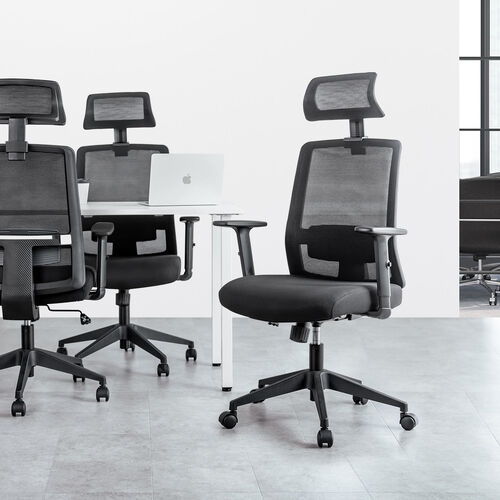 メッシュチェア（ミドルバック・シンクロロッキング・アームレスト・可動ヘッドレスト ）