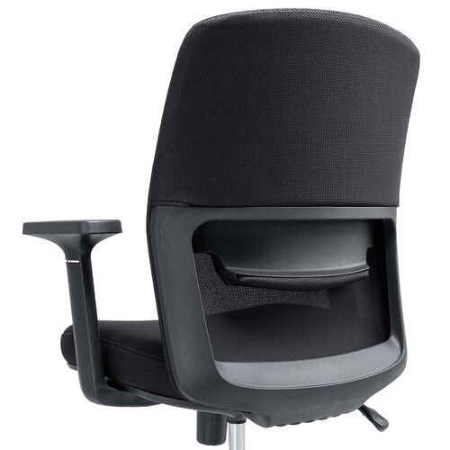 オフィスチェア（メッシュチェア・アームレスト付き・ロッキング・上下調節可能ランバーサポート・ウレタンクッション・ナイロンキャスター・ブラック）