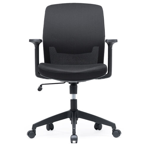 オフィスチェア（メッシュチェア・アームレスト付き・ロッキング・上下調節可能ランバーサポート・ウレタンクッション・ナイロンキャスター・ブラック）
