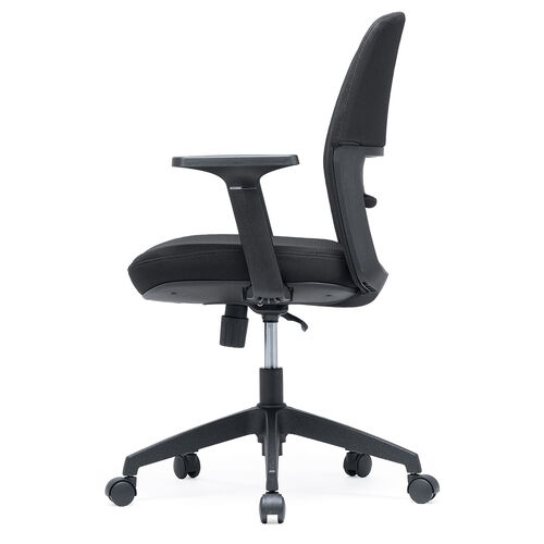 オフィスチェア（メッシュチェア・アームレスト付き・ロッキング・上下調節可能ランバーサポート・ウレタンクッション・ナイロンキャスター・ブラック）
