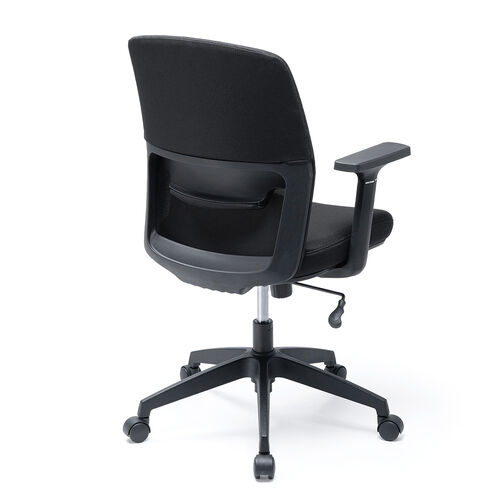 オフィスチェア（メッシュチェア・アームレスト付き・ロッキング・上下調節可能ランバーサポート・ウレタンクッション・ナイロンキャスター・ブラック）