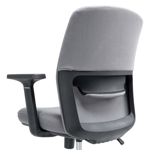 オフィスチェア（メッシュチェア・アームレスト付き・ロッキング・上下調節可能ランバーサポート・ウレタンクッション・ナイロンキャスター・グレー）