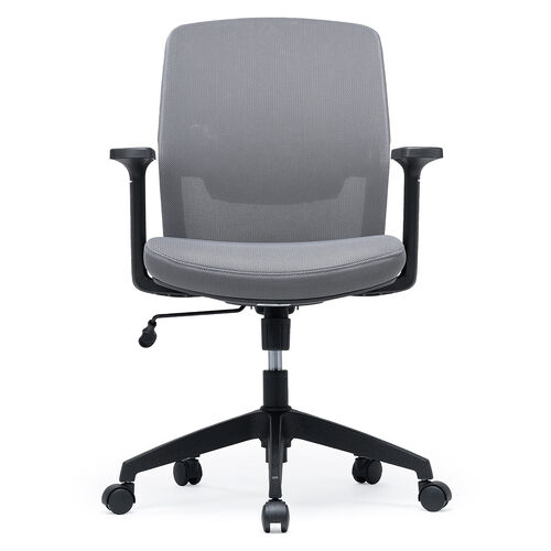 オフィスチェア（メッシュチェア・アームレスト付き・ロッキング・上下調節可能ランバーサポート・ウレタンクッション・ナイロンキャスター・グレー）