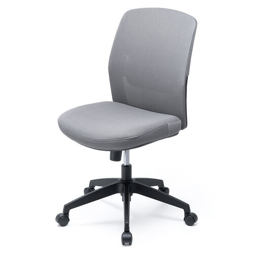 オフィスチェア（メッシュチェア・アームレスト付き・ロッキング・上下調節可能ランバーサポート・ウレタンクッション・ナイロンキャスター・グレー）