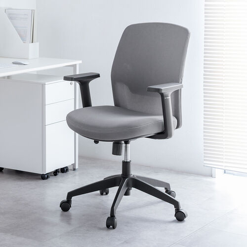 オフィスチェア（メッシュチェア・アームレスト付き・ロッキング・上下調節可能ランバーサポート・ウレタンクッション・ナイロンキャスター・グレー）