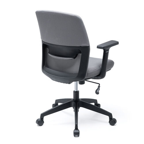 オフィスチェア（メッシュチェア・アームレスト付き・ロッキング・上下調節可能ランバーサポート・ウレタンクッション・ナイロンキャスター・グレー）