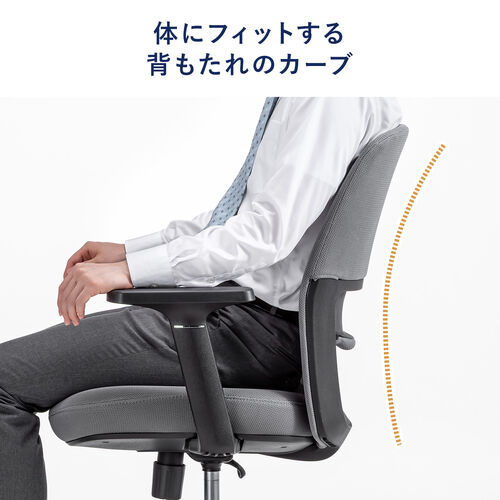 オフィスチェア（メッシュチェア・アームレスト付き・ロッキング・上下調節可能ランバーサポート・ウレタンクッション・ナイロンキャスター・グレー）