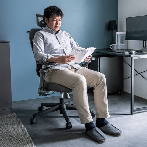 メッシュチェア（オフィスチェア・シンクロロッキング・5Dアームレスト・肘跳ね上げ・3Dゾーンランバーサポート・ウレタンキャスター・背もたれ上下昇降）