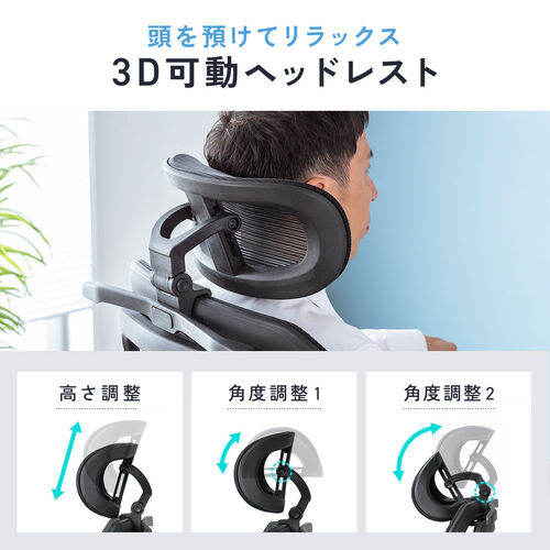 メッシュチェア（オフィスチェア・シンクロロッキング・5Dアームレスト・肘跳ね上げ・3Dゾーンランバーサポート・ウレタンキャスター・背もたれ上下昇降）