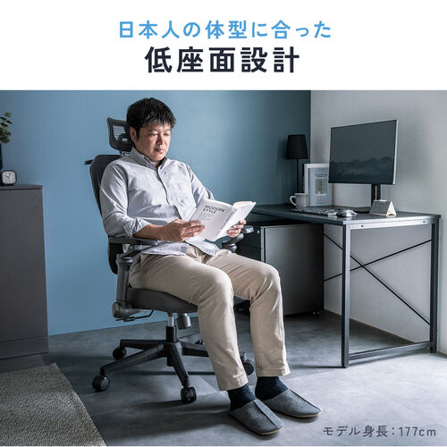 メッシュチェア（オフィスチェア・シンクロロッキング・5Dアームレスト・肘跳ね上げ・3Dゾーンランバーサポート・ウレタンキャスター・背もたれ上下昇降）