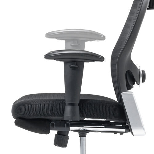 メッシュチェア（全面メッシュ生地・シンクロロッキング・スライド式オットマン・アームレスト・ランバーサポート・ヘッドレスト・耐荷重100kg）