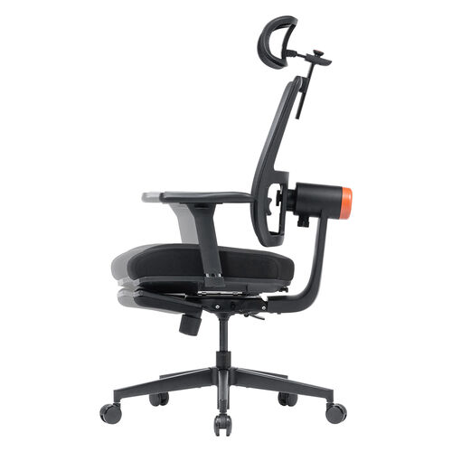 エルゴノミクスチェア（メッシュチェア・ポンプ式ランバーサポート・シンクロロッキング・スライド式オットマン・4Dアームレスト・PUウレタンキャスター・上下前後可動ヘッドレスト）