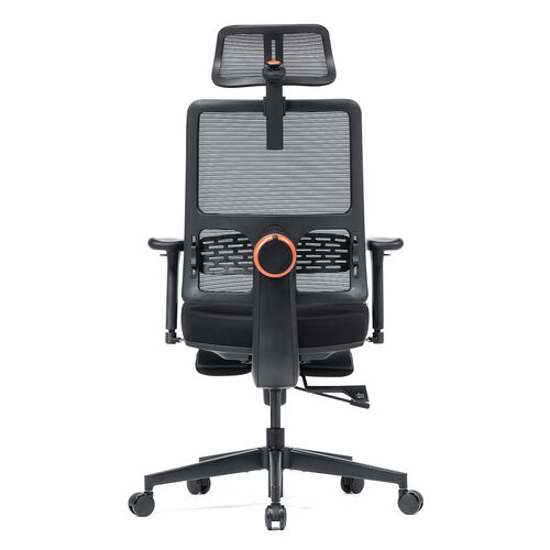 エルゴノミクスチェア（メッシュチェア・ポンプ式ランバーサポート・シンクロロッキング・スライド式オットマン・4Dアームレスト・PUウレタンキャスター・上下前後可動ヘッドレスト）