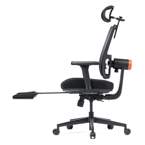 エルゴノミクスチェア（メッシュチェア・ポンプ式ランバーサポート・シンクロロッキング・スライド式オットマン・4Dアームレスト・PUウレタンキャスター・上下前後可動ヘッドレスト）