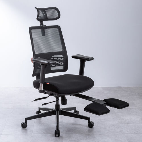 エルゴノミクスチェア（メッシュチェア・ポンプ式ランバーサポート・シンクロロッキング・スライド式オットマン・4Dアームレスト・PUウレタンキャスター・上下前後可動ヘッドレスト）