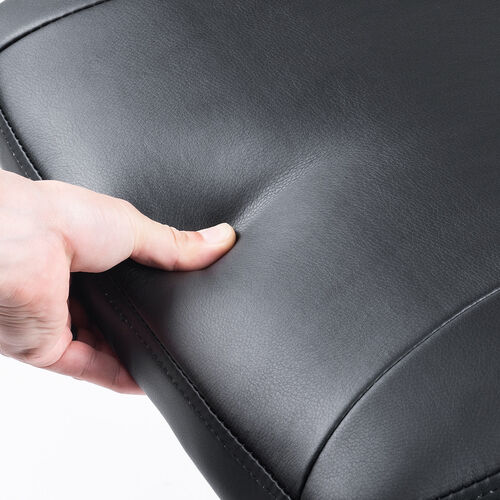 オットマン（足置き台・フットレスト・高さ調節・固定脚・幅広・デスク下・ソフトレザー・ブラック）