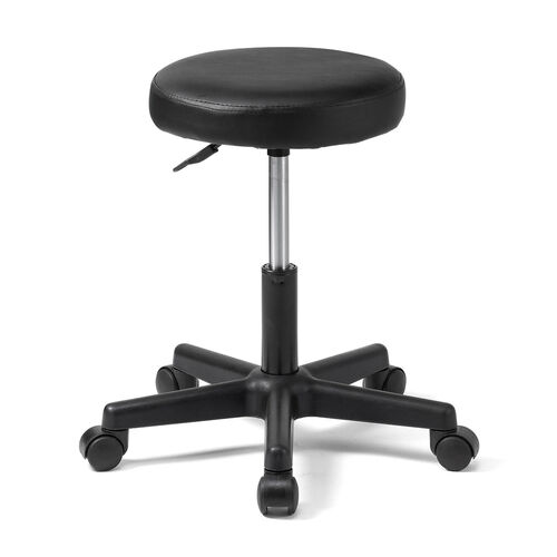 丸椅子（回転椅子・ラウンドスツール・高さ調節可能・低めタイプ・座面高さ約42～54cm・昇降幅12cm・オフィススツール・エステスツール・キャスター・360°回転・ブラック）