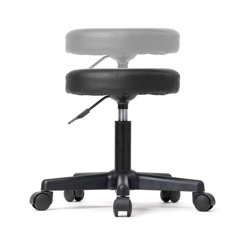 丸椅子（回転椅子・ラウンドスツール・高さ調節可能・低めタイプ・座面高さ約42～54cm・昇降幅12cm・オフィススツール・エステスツール・キャスター・360°回転・ブラック）