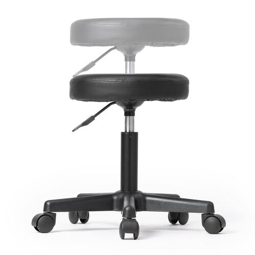 丸椅子（回転椅子・ラウンドスツール・高さ調節可能・高めタイプ・座面高さ約46～58cm・昇降幅12cm・オフィススツール・エステスツール・キャスター・360°回転・ブラック）