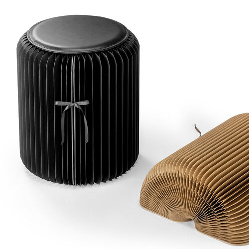 折りたたみスツール（ペーパースツール・ハニカム構造チェア・アコーディオンスツール・ブラック）