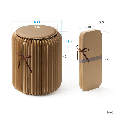 折りたたみスツール（ペーパースツール・ハニカム構造チェア・アコーディオンスツール・ブラック）