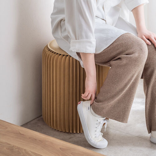 折りたたみスツール（ペーパースツール・ハニカム構造チェア・アコーディオンスツール・ブラウン）