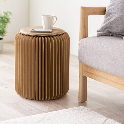 折りたたみスツール（ペーパースツール・ハニカム構造チェア・アコーディオンスツール・ブラウン）