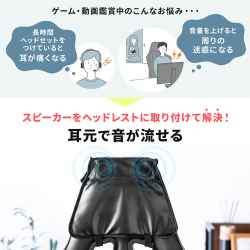 ゲーミングチェア用スピーカーケース（スピーカー取付け用グッズ・ヘッドレスト取り付け・後付けポーチ・収納ポケット付き）