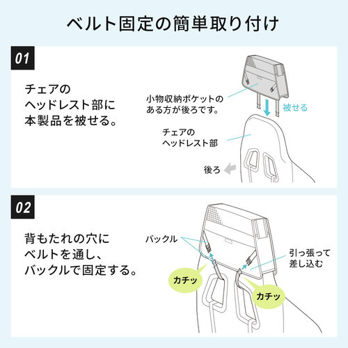 ゲーミングチェア用スピーカーケース（スピーカー取付け用グッズ・ヘッドレスト取り付け・後付けポーチ・収納ポケット付き）