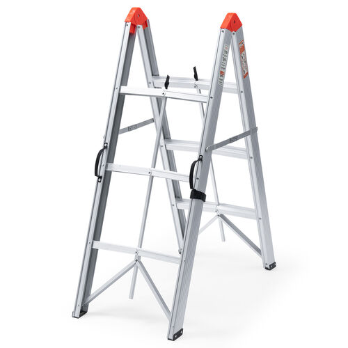 脚立（踏み台・アルミフレーム・コンパクト・スリム・軽量・車載・折りたたみ・3段・スティック型・取っ手付き・耐荷重150kg）